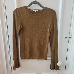 Metallic Gold Long Sleeve Gold Top